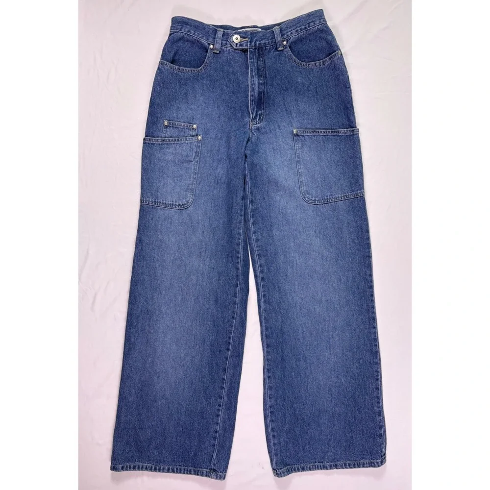Vintage Y2K Xhilaration Carpenter Jeans Women Size 7 Wide Leg Utility Cargo